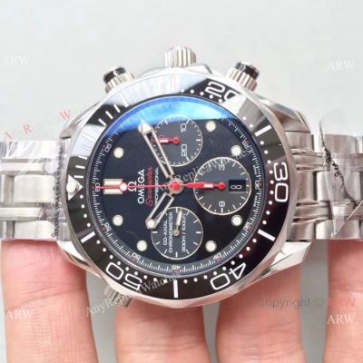 Swiss Copy Omega Seamaster Diver 300M Co-Axial Watch SS Black Ceramic Bezel